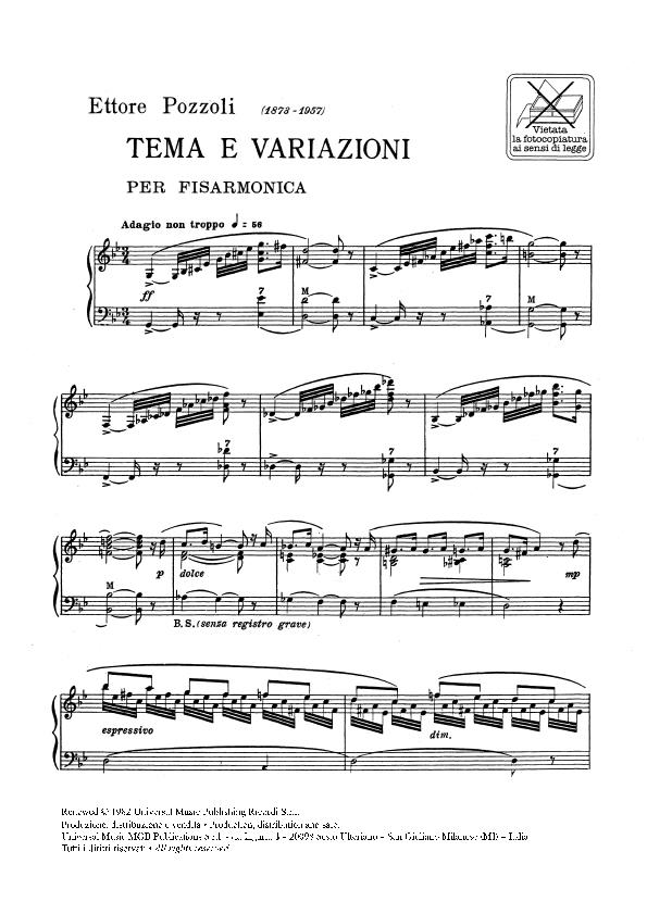 Tema E Variazioni - Per Fisarmonica - pro akordeon